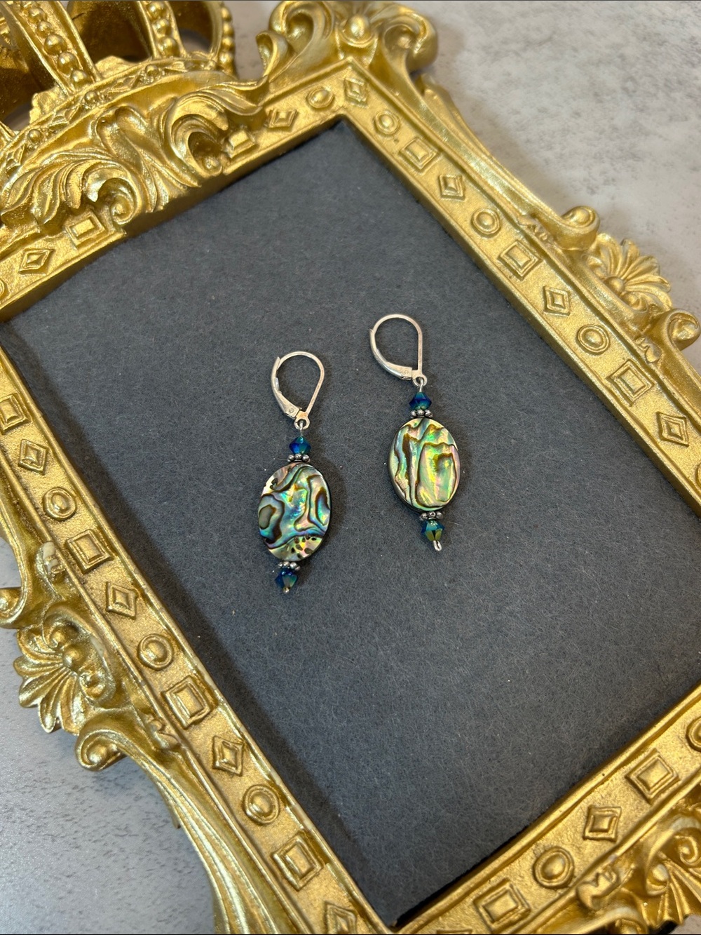 925 Sterling Abalone Shell Teardrop Dangle Earrings